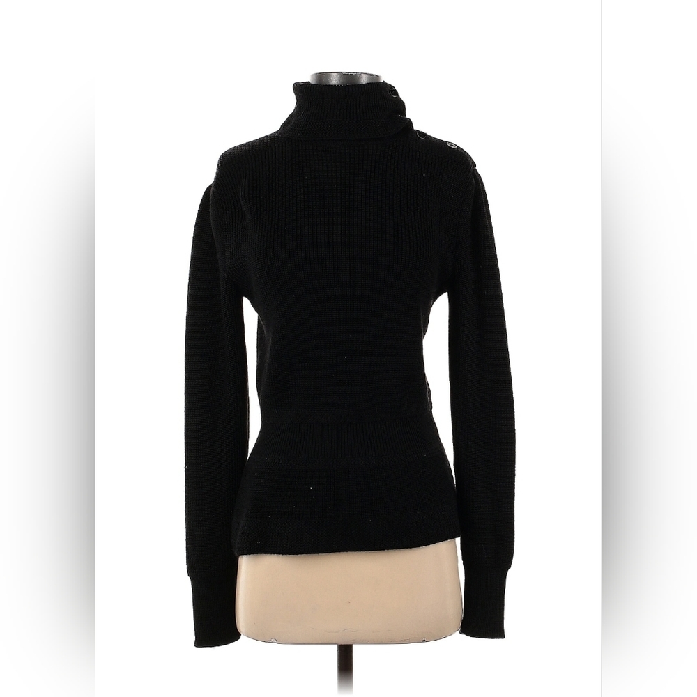 Ralph Lauren Purple Label Women’s M Sweater Silk Cashmere Turtleneck Buttons - Picture 2 of 9